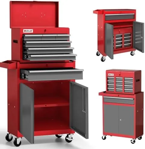 airaj tool chest 7 drawers 40 h rolling tool chest with wheels red