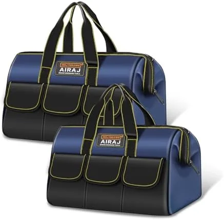 tool bag 2 pack set airaj 14 16 portable tool bag wide mouth tool bags for men and women small tool tote tool organizer for home repairsgarage storageprofessional work tool box